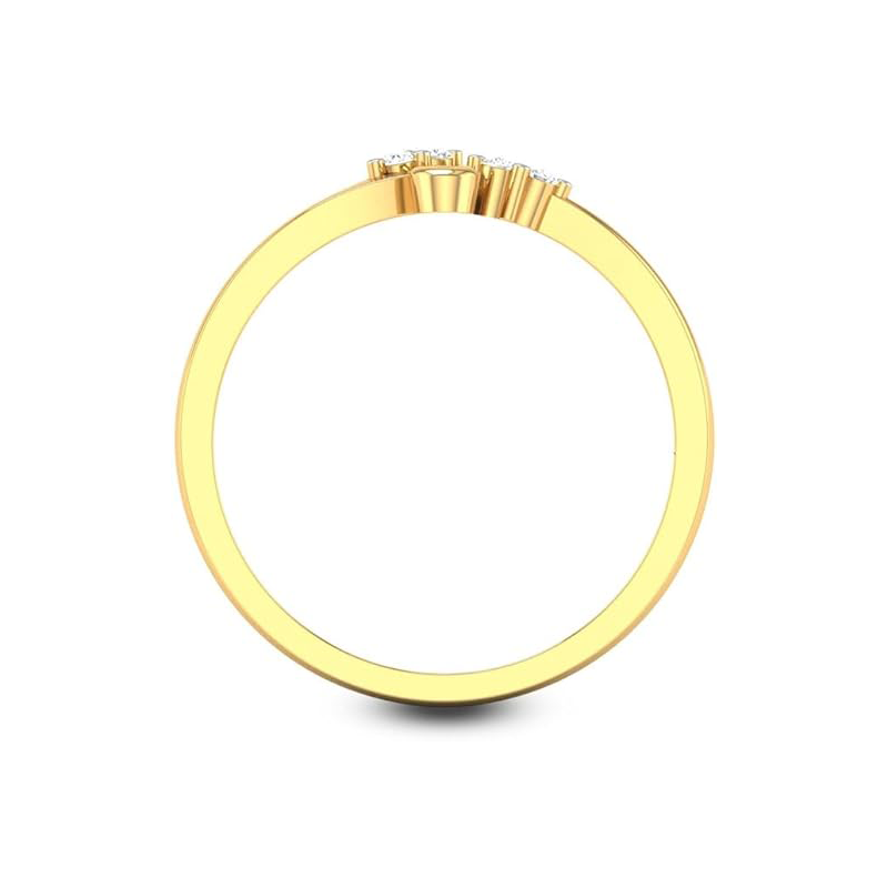 14K Gold Verlobungsring mit runden, im Labor hergestellten Diamantblättern-4