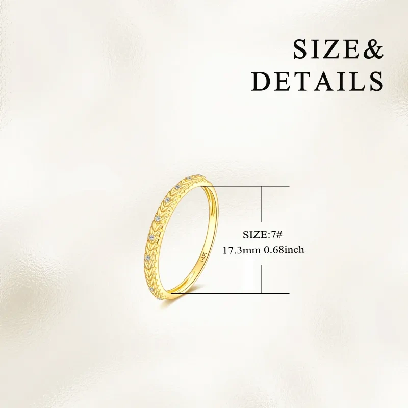 Bague feuilles en or 18K à zircon cubique de forme circulaire-4