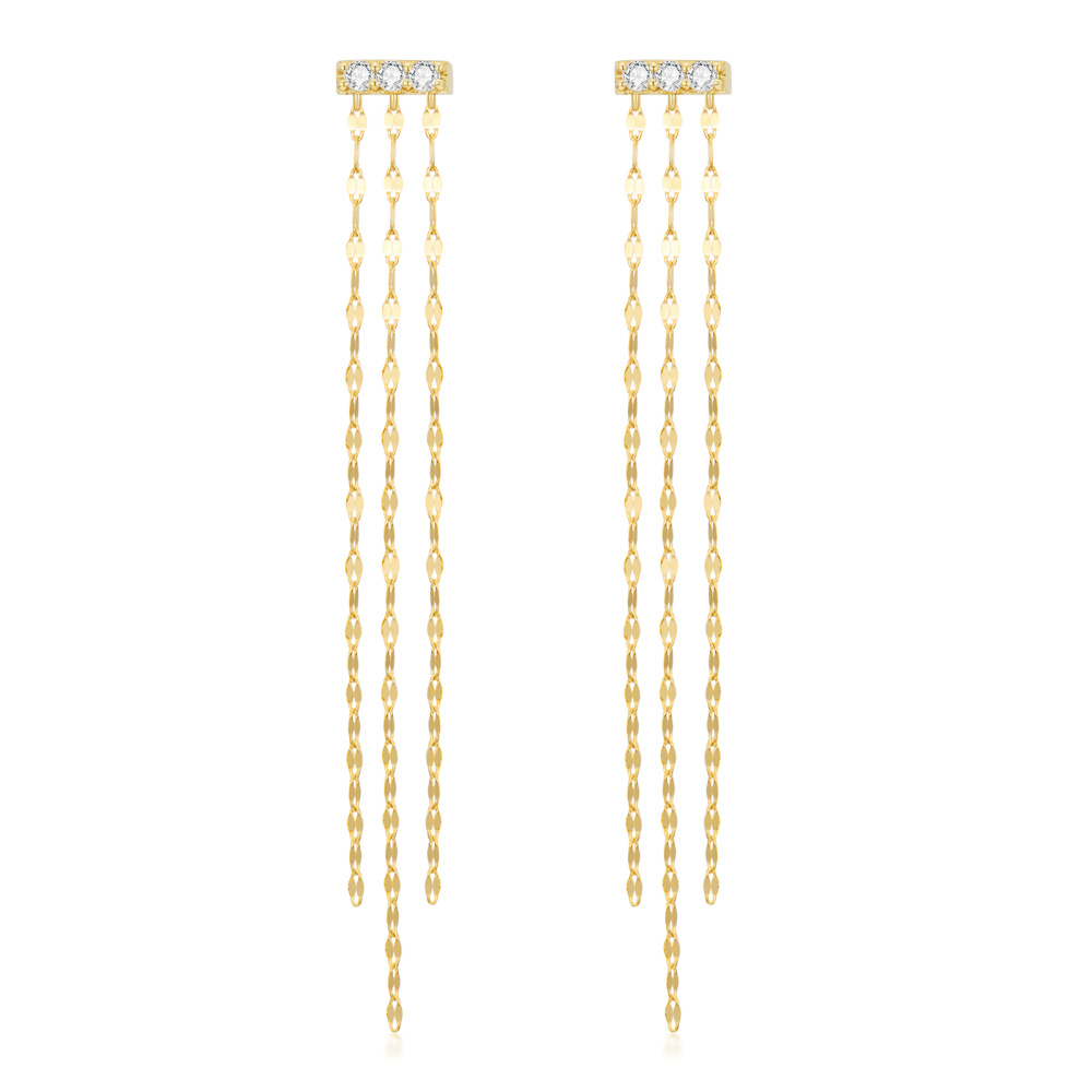 10K Gold Circular Shaped Moissanite Bar Drop Earrings-1