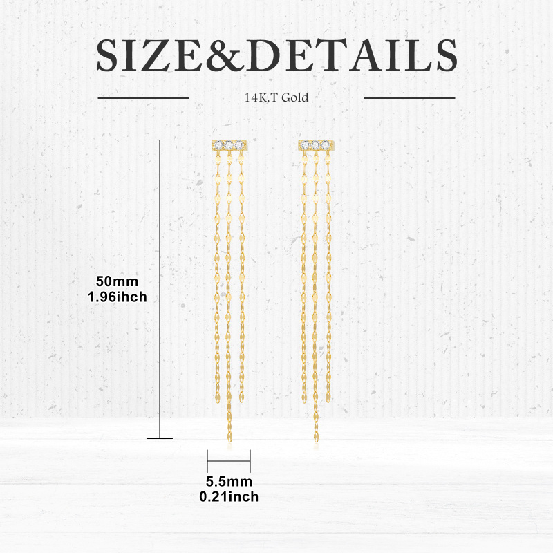 10K Gold Circular Shaped Moissanite Bar Drop Earrings-5