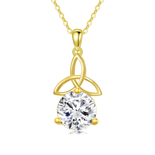 Collier pendentif nœud celtique en or 14K avec Moissanite de forme circulaire