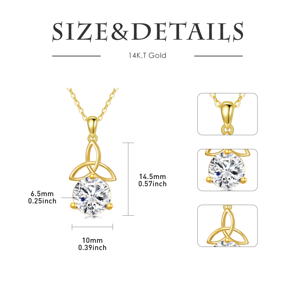 10K Gold Circular Shaped Moissanite Celtic Knot Pendant Necklace-6