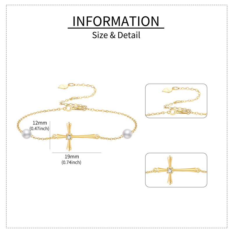 Bracelet en or 18K avec pendentif croix en Moissanite de forme circulaire-5