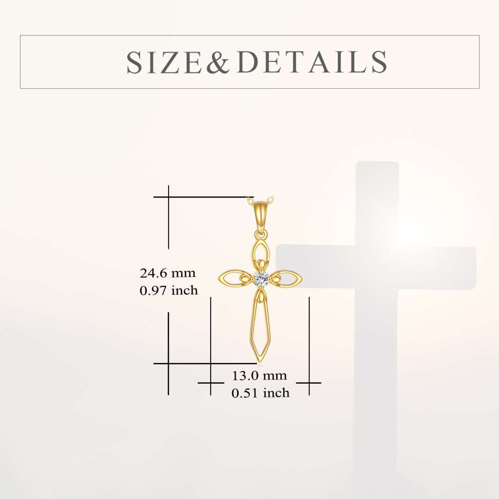 10K Gold Circular Shaped Moissanite Cross Pendant Necklace-5