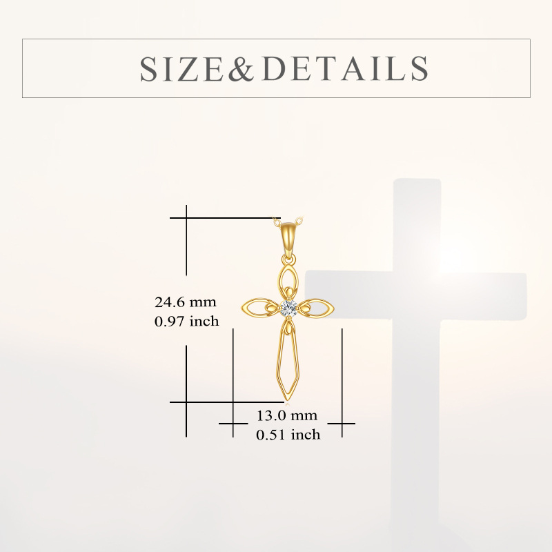 18K Gold Circular Shaped Moissanite Cross Pendant Necklace-5