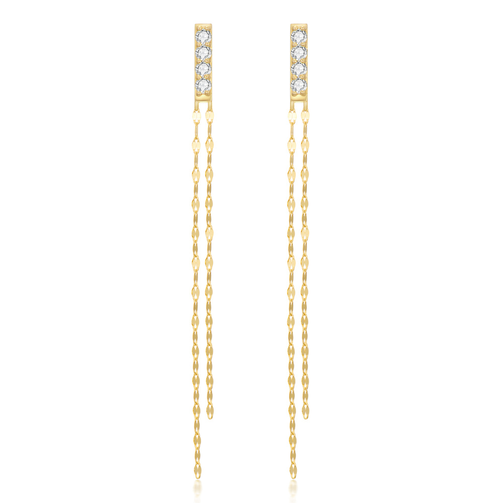 Pendientes de gota de oro de 14 quilates con moissanita en forma circular-1