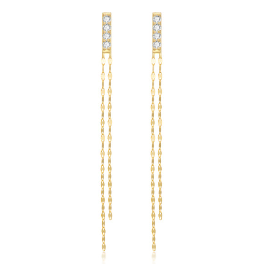 Boucles d'oreilles pendantes en or 14K Moissanite de forme circulaire-1