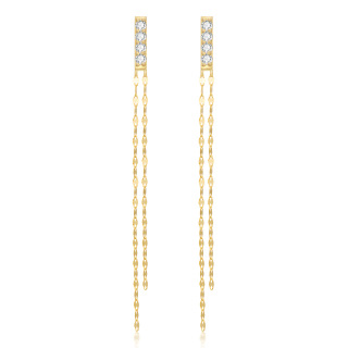10K Gold Circular Shaped Moissanite Drop Earrings-16