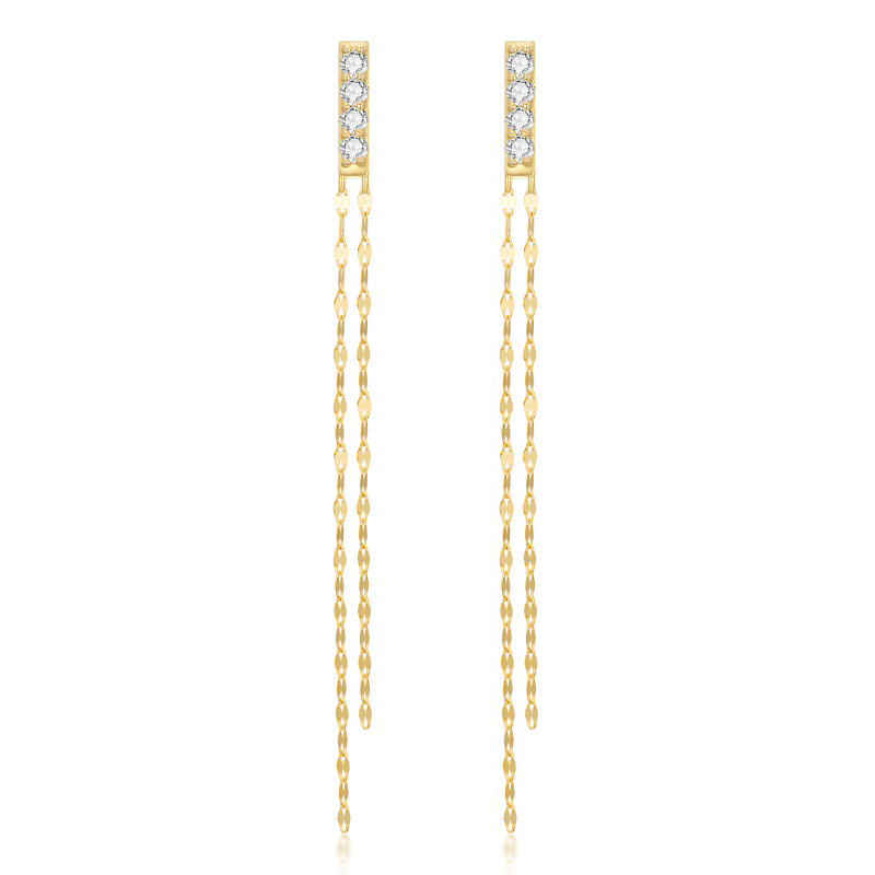 14K Gold Circular Shaped Moissanite Drop Earrings