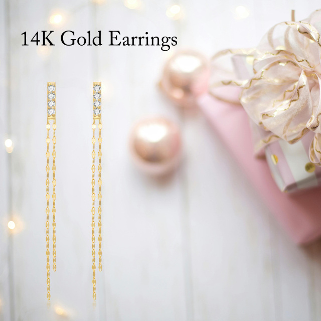 10K Gold Circular Shaped Moissanite Drop Earrings-6