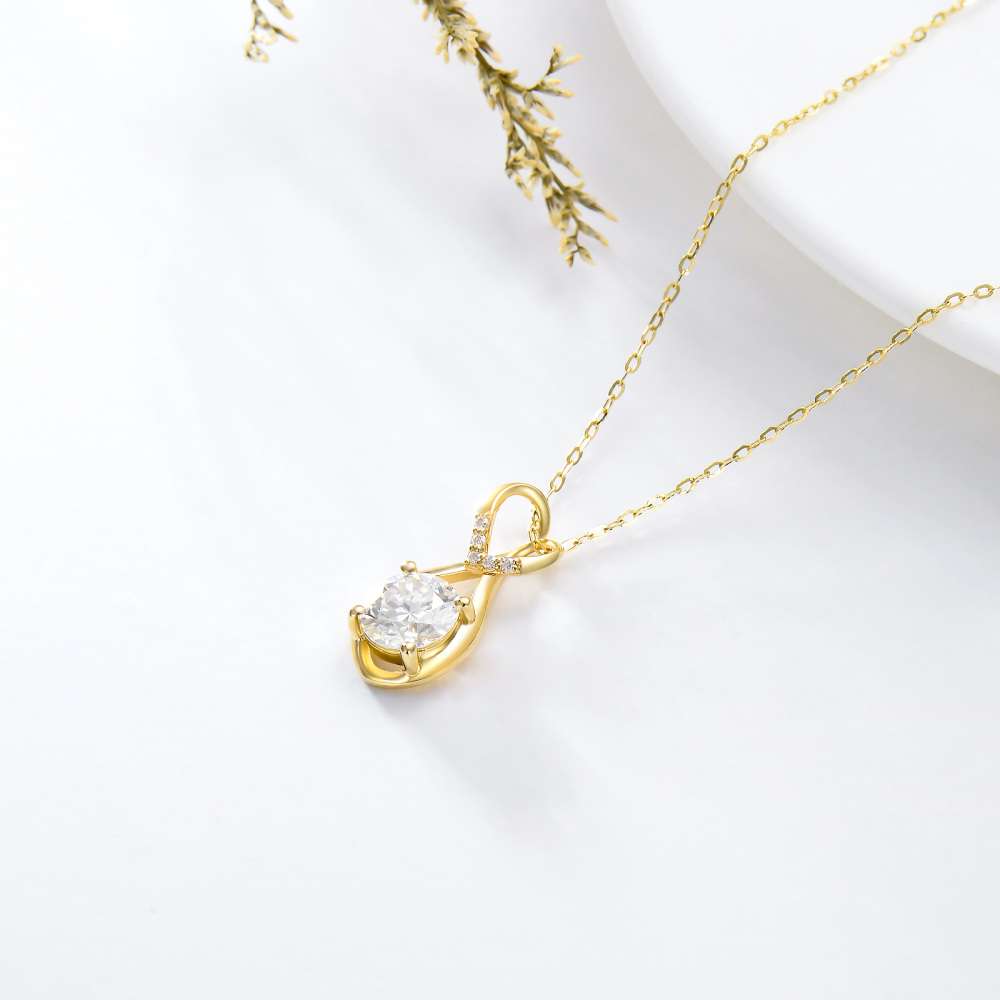 10K gouden cirkelvormige moissaniet hart & oneindigheid symbool hanger ketting-4