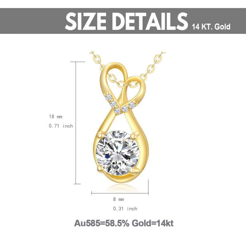 Collier pendentif en or 10 carats avec pendentif cœur et symbole de l'infini en moissanite de forme circulaire-5