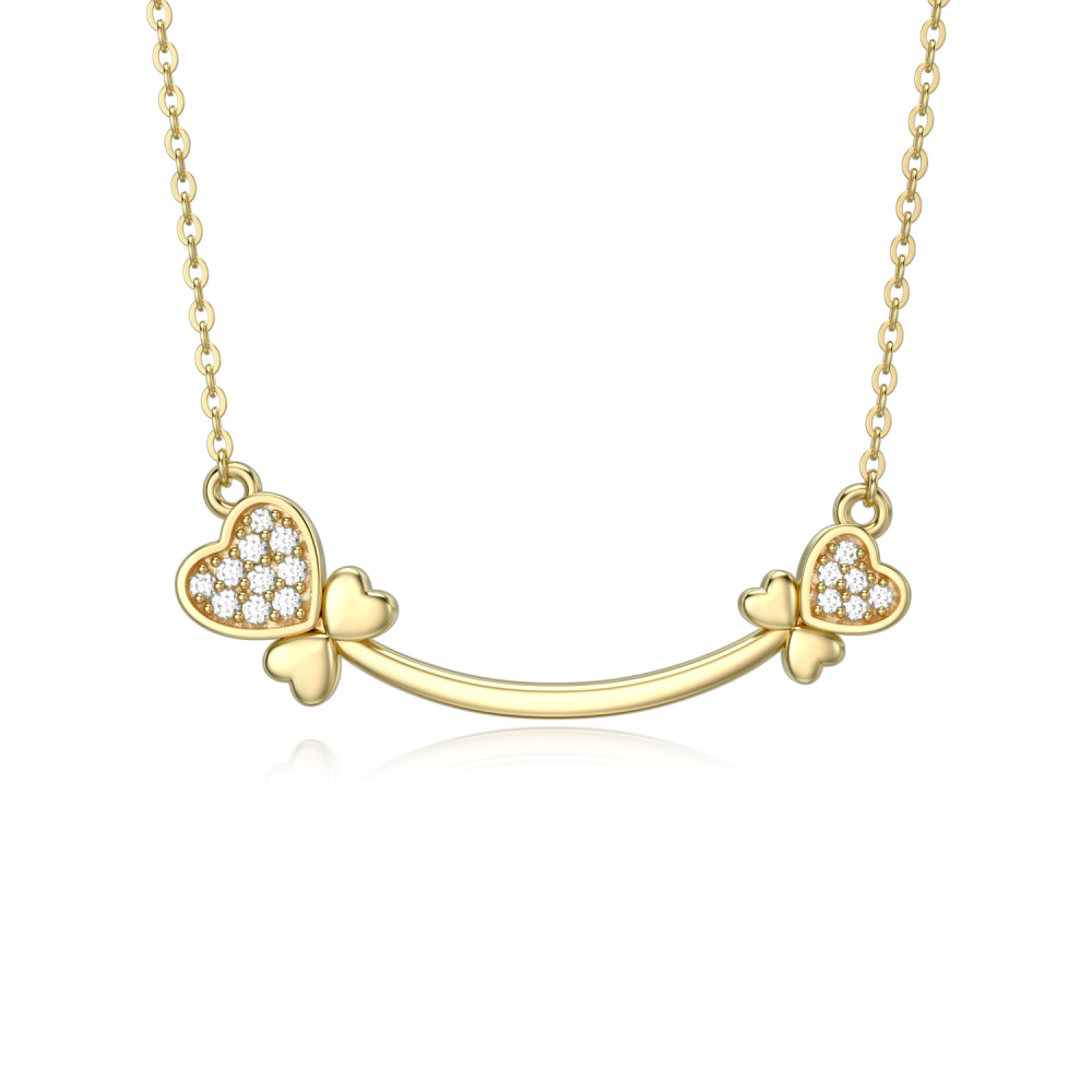 10K Gold Circular Shaped Moissanite Heart Pendant Necklace-1