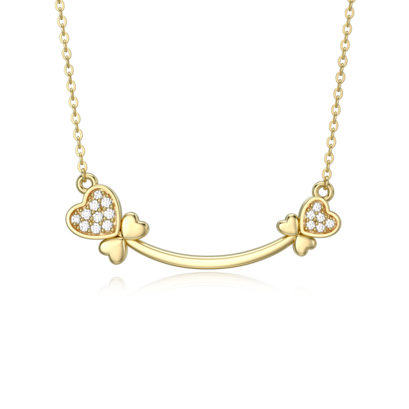 14K gouden cirkelvormige moissaniet hart hanger ketting