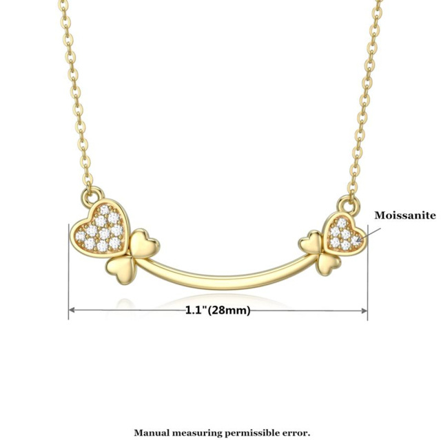 Collar de oro de 14 quilates con colgante circular en forma de corazón de moissanita-6