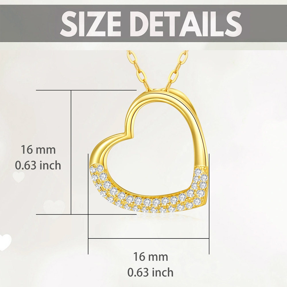 10K Gold Circular Shaped Moissanite Heart Pendant Necklace-5