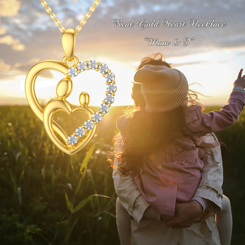 14K White Gold Round Cut Moissanite Heart Pendant Necklace-5