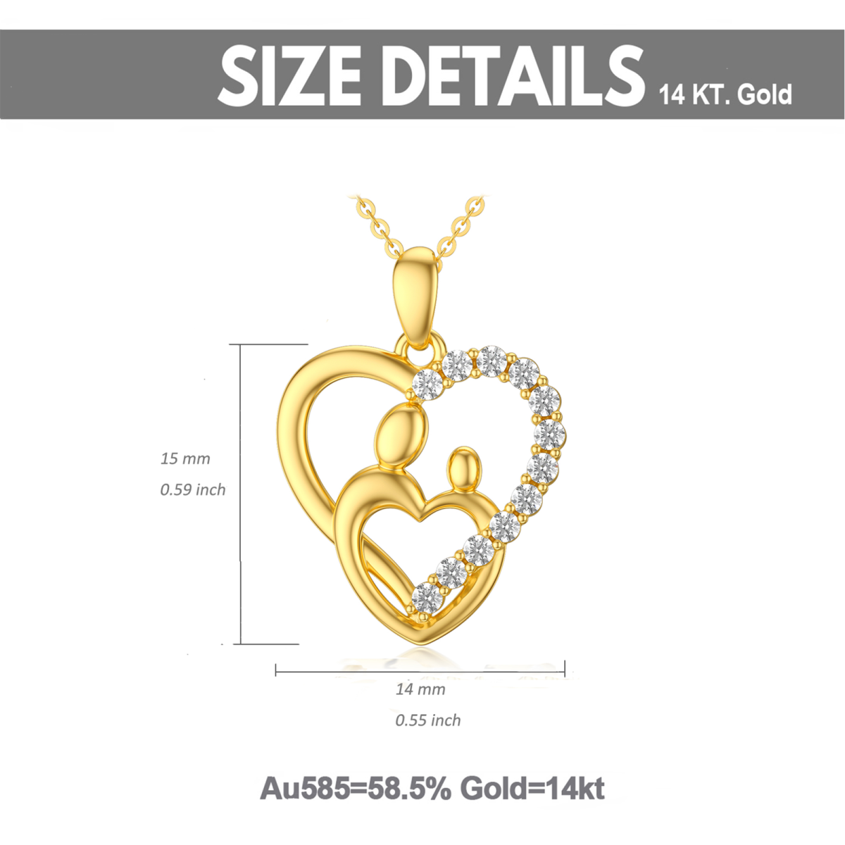 10K Gold Circular Shaped Moissanite Heart Pendant Necklace-6