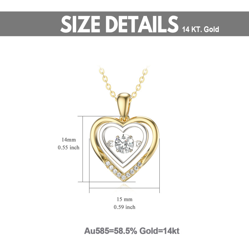 Platinum with White Gold Plated Round Cut Moissanite Heart Pendant Necklace-7