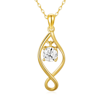 10K Gold Circular Shaped Moissanite Infinite Symbol Pendant Necklace-54