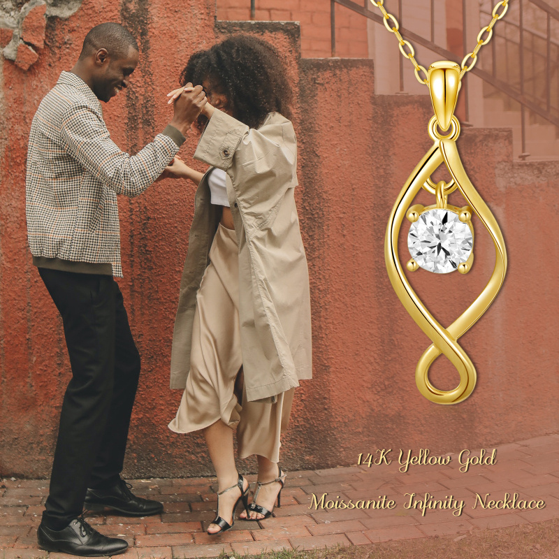 Platinum with White Gold Plated Round Cut Moissanite Infinity Symbol Pendant Necklace-3