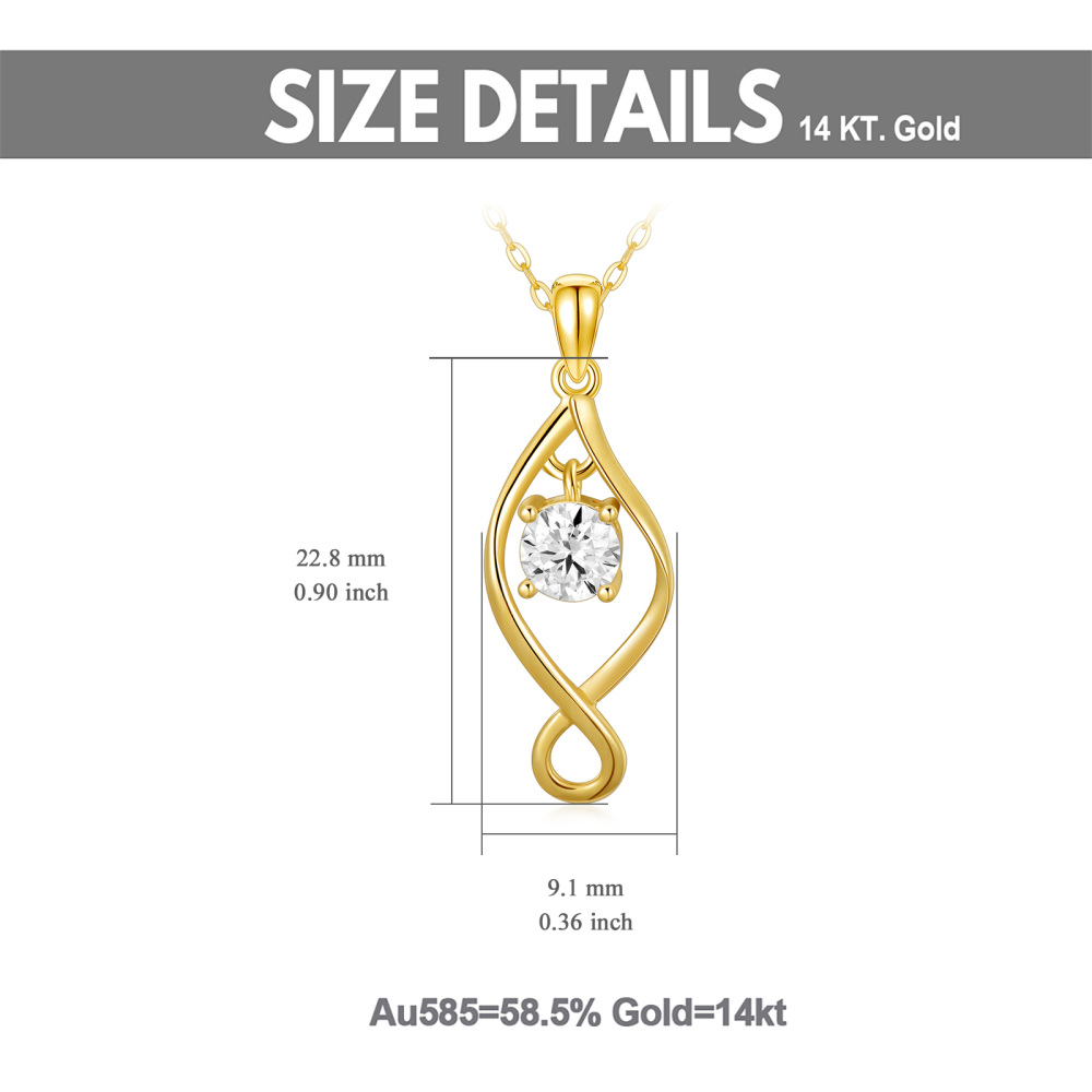 10K Gold Circular Shaped Moissanite Infinite Symbol Pendant Necklace-4