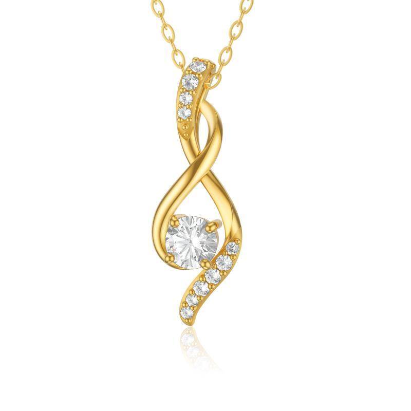 10K Gold Circular Shaped Moissanite Infinite Symbol Pendant Necklace-1