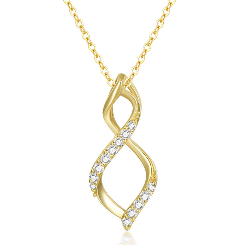 10K Gold Circular Shaped Moissanite Infinity Symbol Pendant Necklace-1