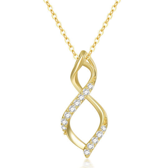 Collier en or 14K avec pendentif en Moissanite de forme circulaire et symbole de l'infini