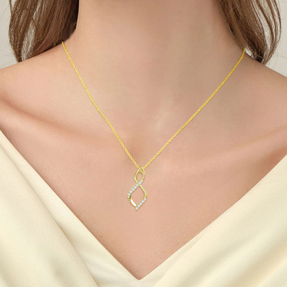 10K Gold Circular Shaped Moissanite Infinity Symbol Pendant Necklace-2