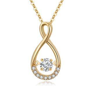 10K Gold Circular Shaped Moissanite Infinity Symbol Pendant Necklace-59