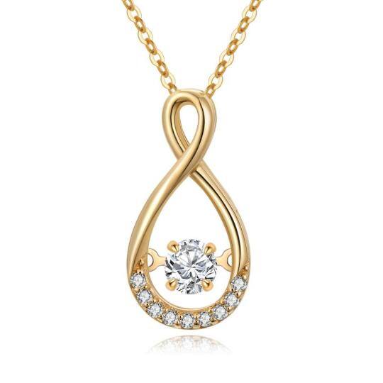 14K Gold Circular Shaped Moissanite Infinity Symbol Pendant Necklace