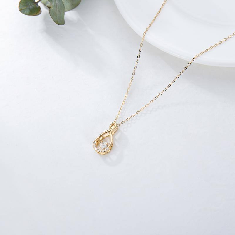 Collar colgante de oro de 14 quilates con forma circular de moissanita símbolo del infinit-4