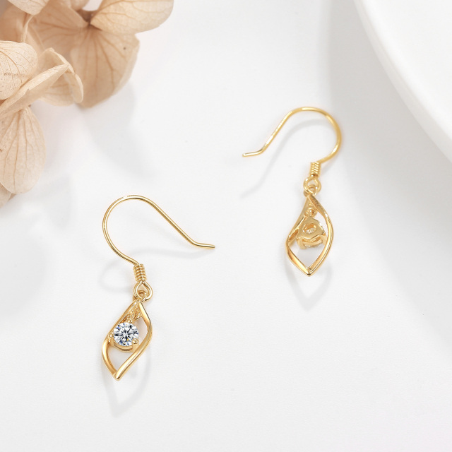 10K Gold Circular Shaped Moissanite Leaves Drop Earrings-4