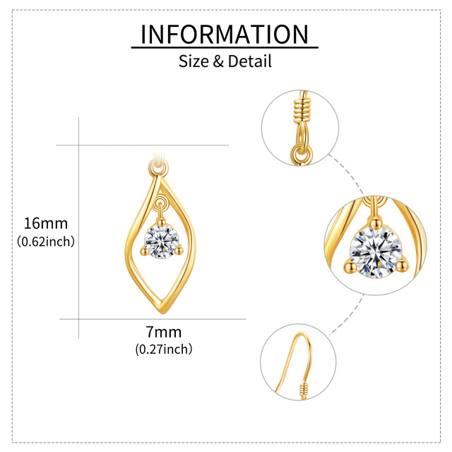 Boucles d'oreilles pendantes en forme de feuilles de moissanite circulaires en or 14 carats-5