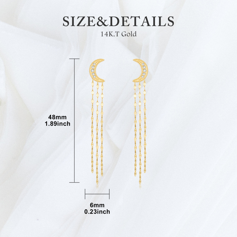 أقراط دائرية من الذهب عيار 10 قيراط مرصعة بأحجار الموزانيت على شكل قمر-5