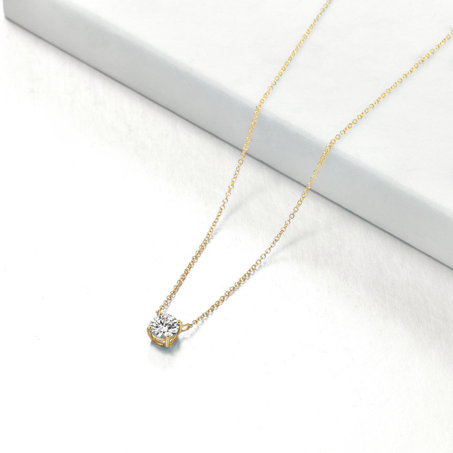 Collana con ciondolo in moissanite a forma di cerchio in oro 14K-3