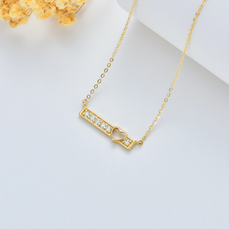 18K Gold Circular Shaped Moissanite Pendant Necklace-6