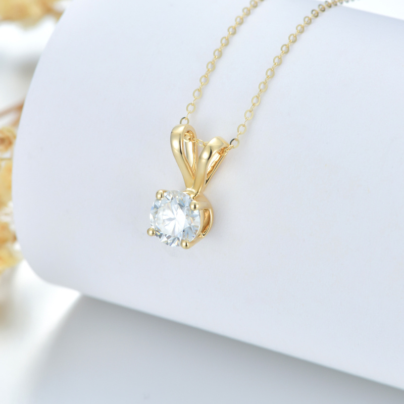 Collar con colgante de moissanita de corte redondo en oro blanco de 10 quilates-3