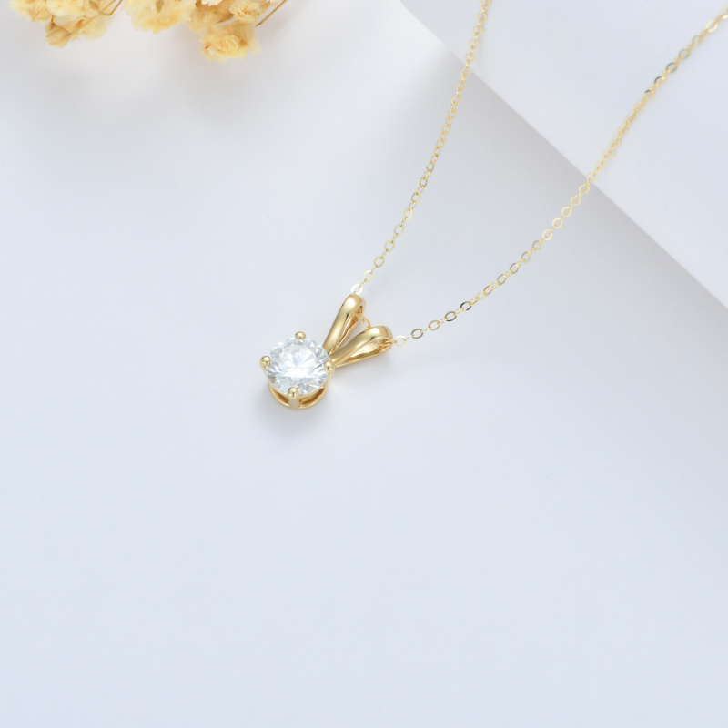 Collar con colgante de moissanita de corte redondo en oro blanco de 10 quilates-4