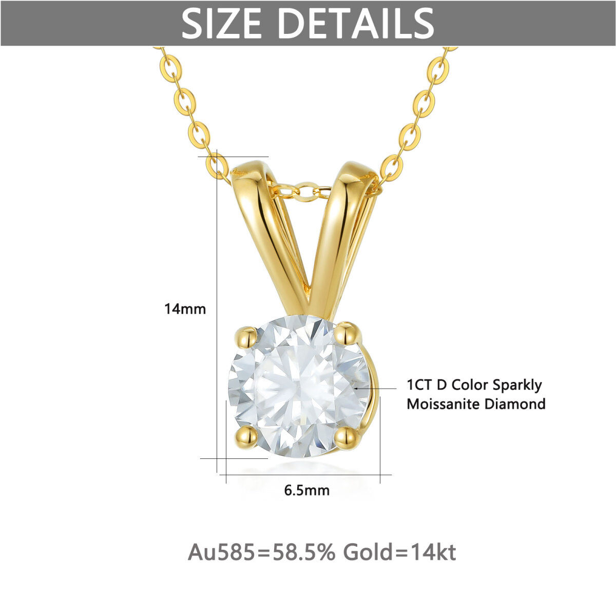 Collier pendentif Moissanite en or 14K de forme circulaire-5