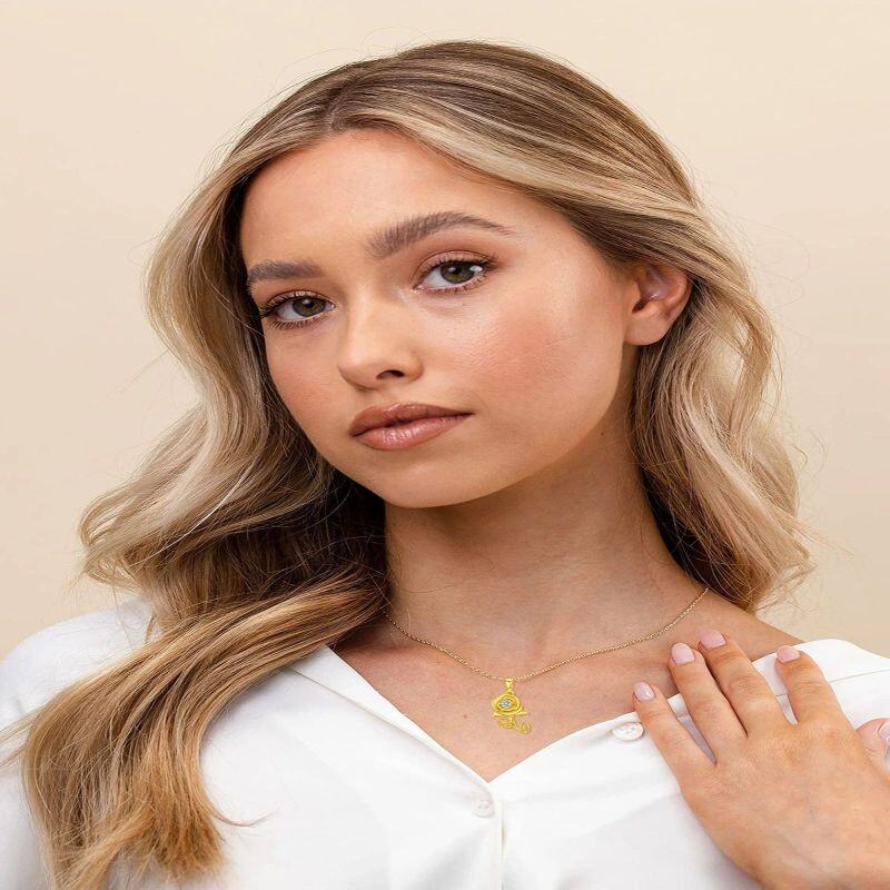 Collier pendentif rose en moissanite ronde en or 10 carats-2