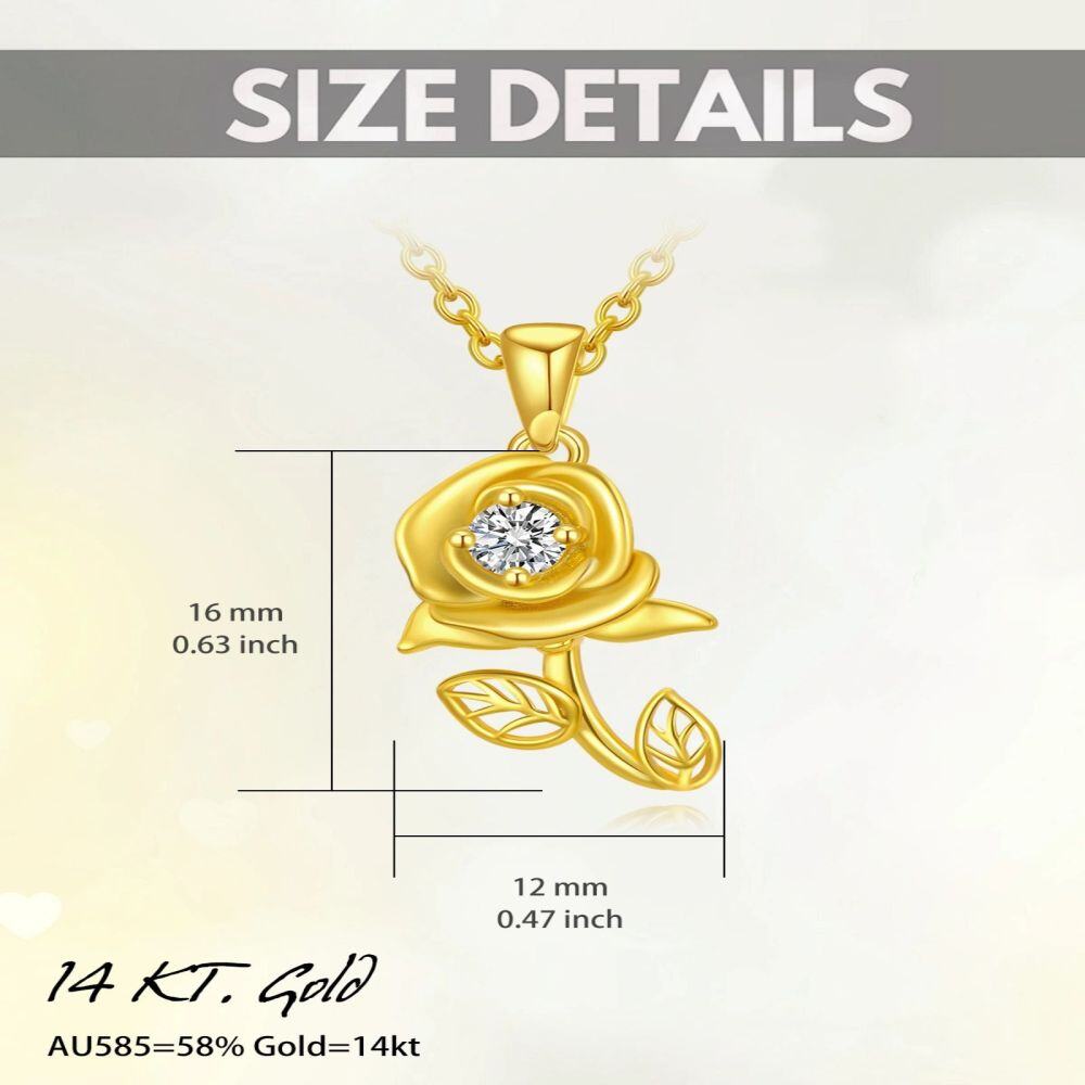 10K Gold Circular Shaped Moissanite Rose Pendant Necklace-5