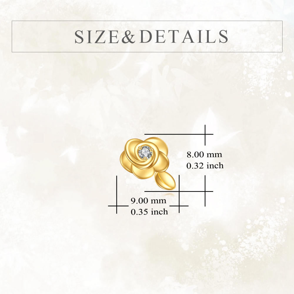 Pendientes de oro de 14 quilates con forma circular de moissanita rosa-5