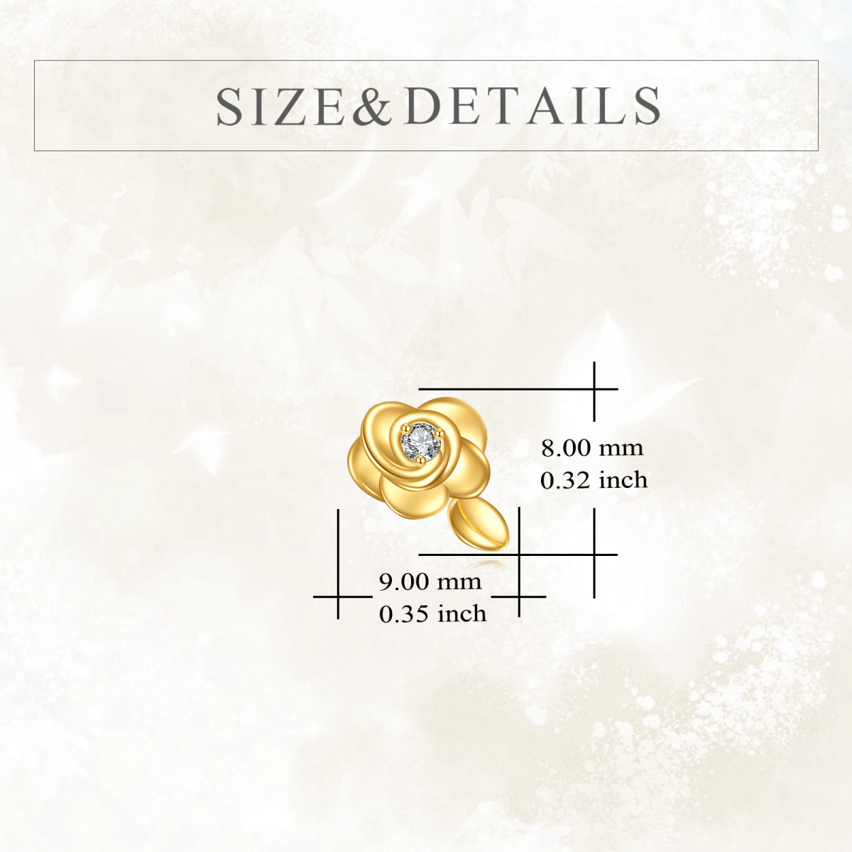 14K Gold Circular Shaped Moissanite Rose Stud Earrings-5