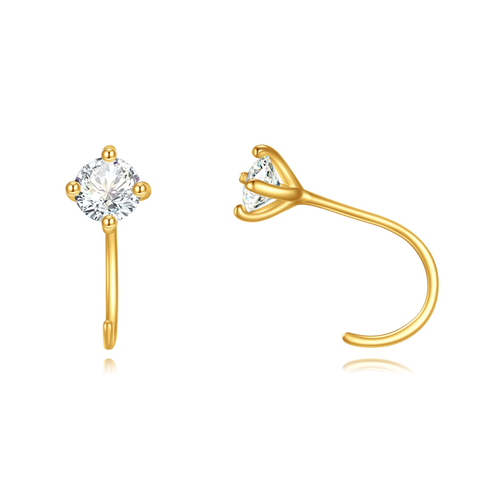10K Gold Circular Shaped Moissanite Round Hoop Earrings-1