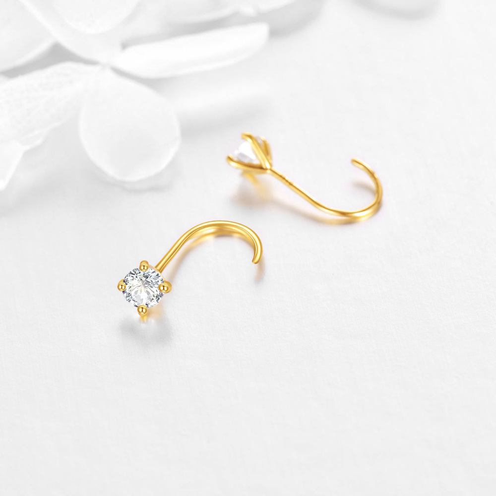 10K Gold Circular Shaped Moissanite Round Hoop Earrings-4