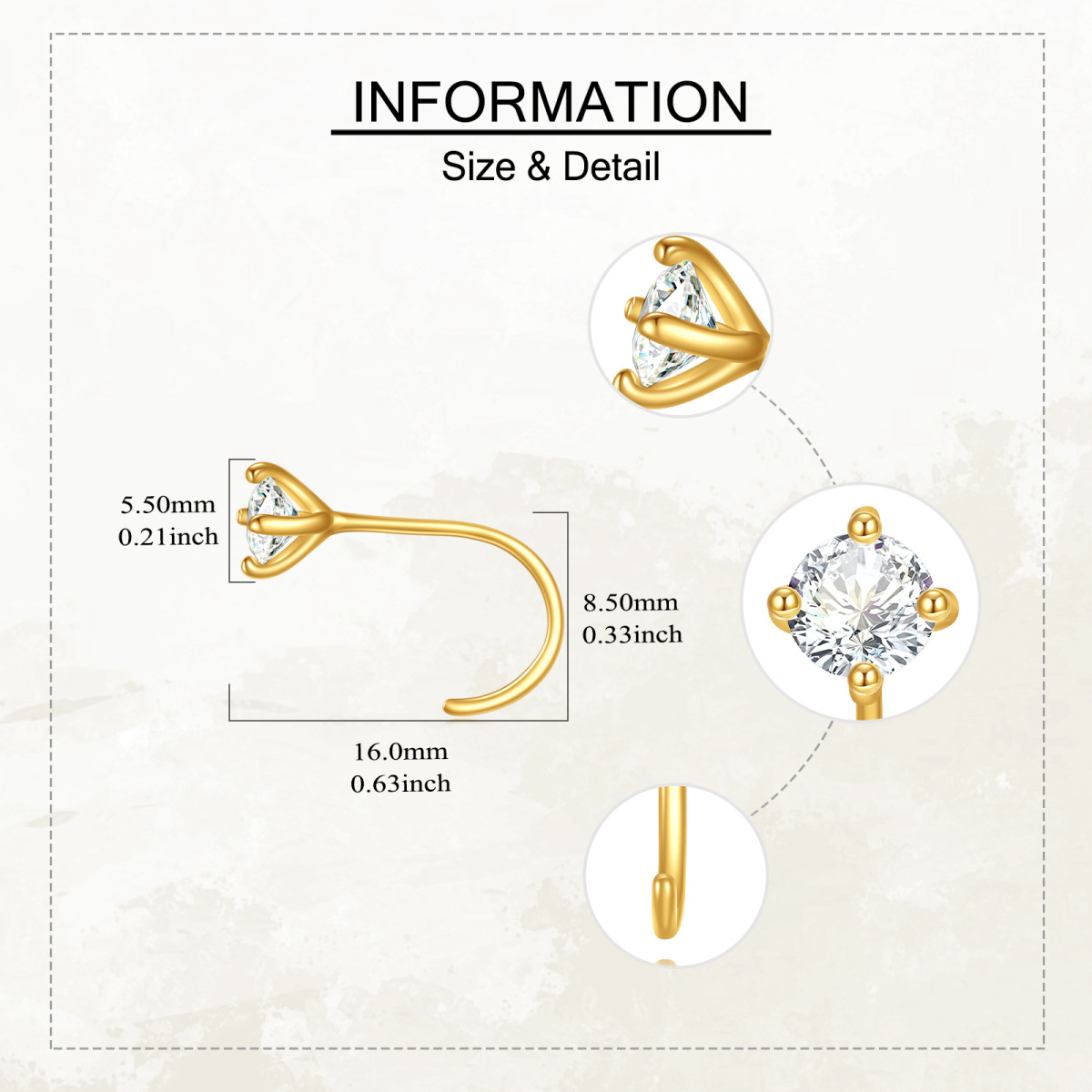 Brincos de argola redonda Moissanite em ouro de 14 quilates em forma circular-5