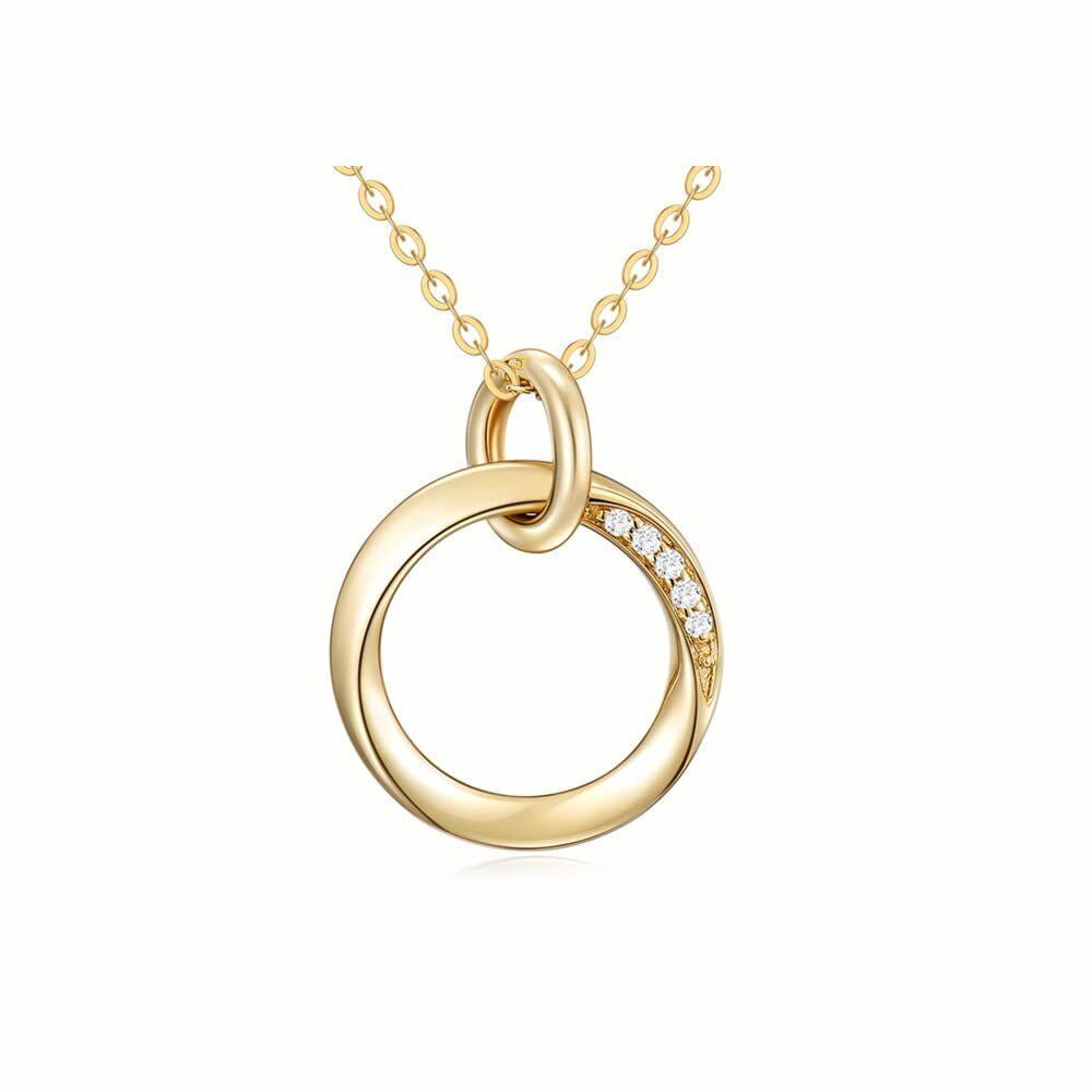 Collier pendentif en or 14K Moissanite ronde de forme circulaire-1