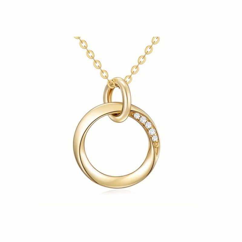 10K Gold Circular Shaped Moissanite Round Pendant Necklace-17